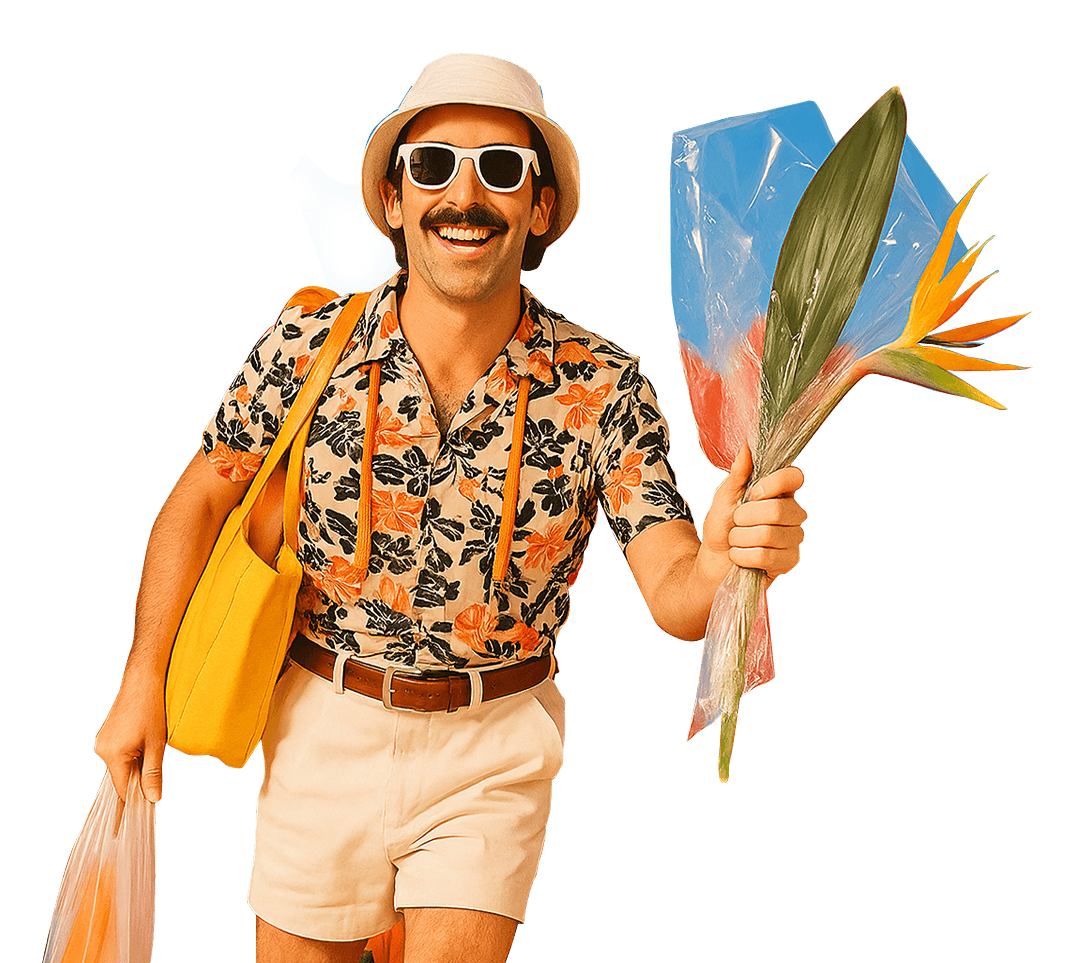 Guy with flowers